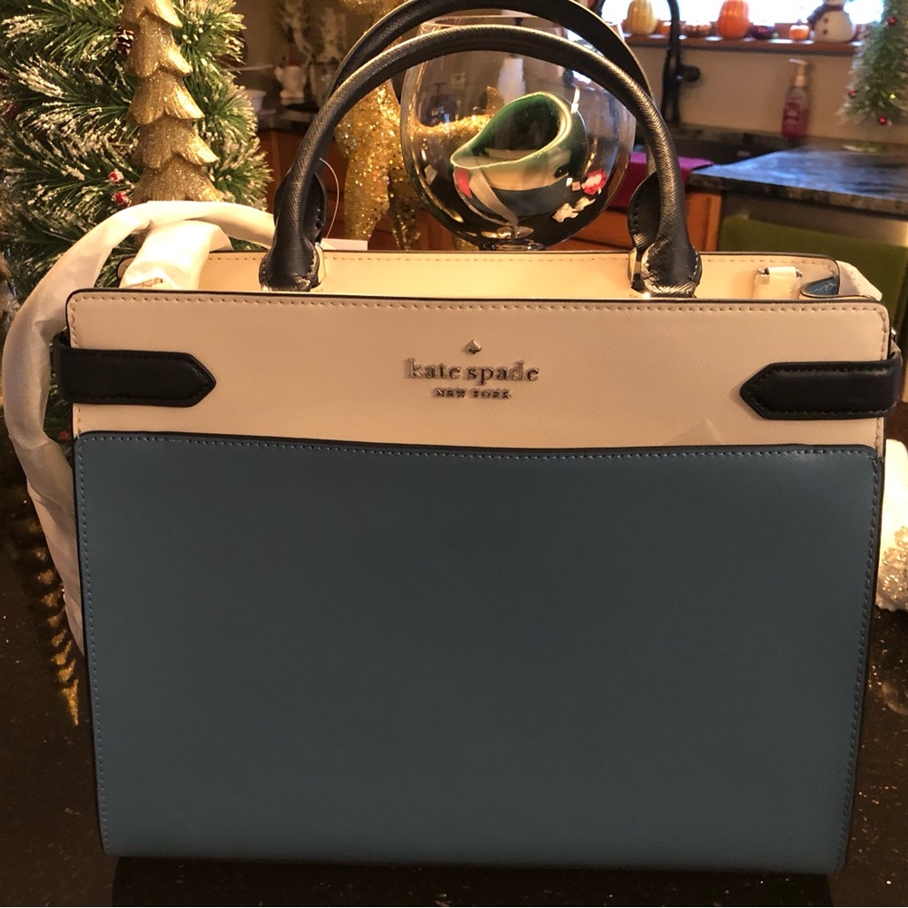 kate spade Blue and White Color-Block Handbag